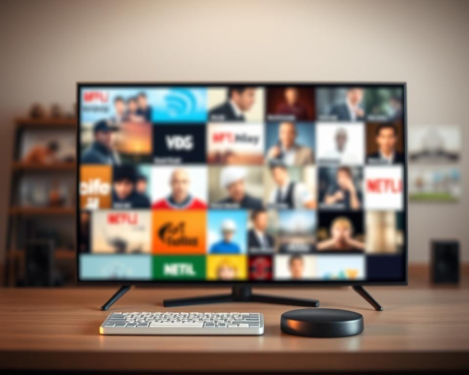 A serene legal IPTV service interface showcasing a clean, modern design with a minimalist aesthetic. The foreground features a smartly-designed UI with intuitive controls and a streamlined layout, highlighting the legality and compliance of the platform. The middle ground depicts a softly-blurred background of various streaming content, conveying the comprehensive library of media available. The overall scene is illuminated by a warm, natural lighting that creates a sense of trustworthiness and professionalism, reflecting the legitimate nature of the IPTV service. The composition is balanced, with a focus on simplicity and user-friendliness to emphasize the legal and regulatory aspects of the IPTV experience.